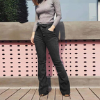 Jeans taille haute pantalon évasé ceinture - Chic&Shines