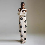 Robe de soirée fleurs blanc élégant