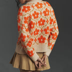Cardigan Jacquard Abricot – Élégance Automne