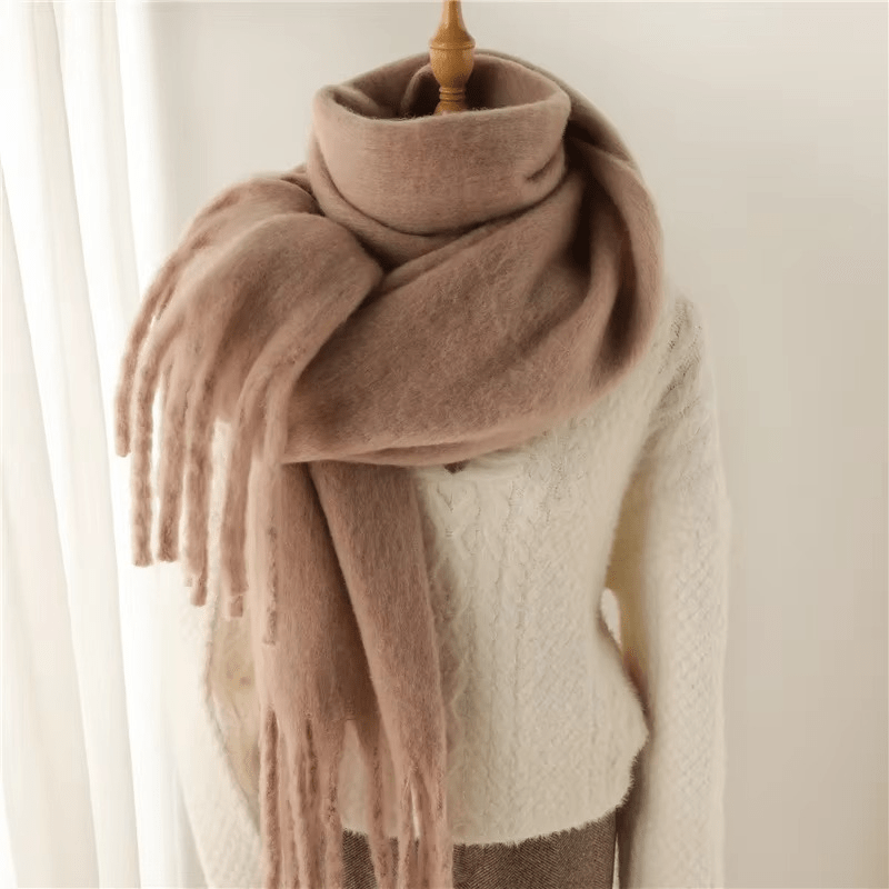 CosyCharm - Écharpe en cachemire doux avec pompons pour les chaudes journées d'hiver