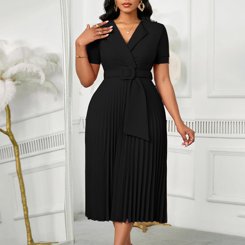 Robe midi taille haute ceinturée - Élégance intemporelle
