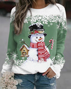 Sweat décontracté de Noël avec impression de bonhomme de neige
