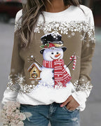 Sweat décontracté de Noël avec impression de bonhomme de neige