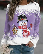 Sweat décontracté de Noël avec impression de bonhomme de neige