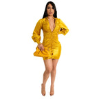 Robe courte chemise manches longues satin - Chic&Shines