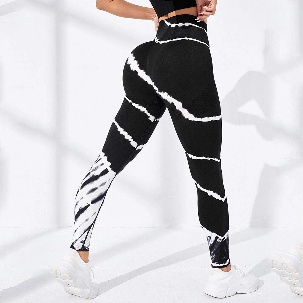 Legging de sport sans coutures tie-dye effet push-up