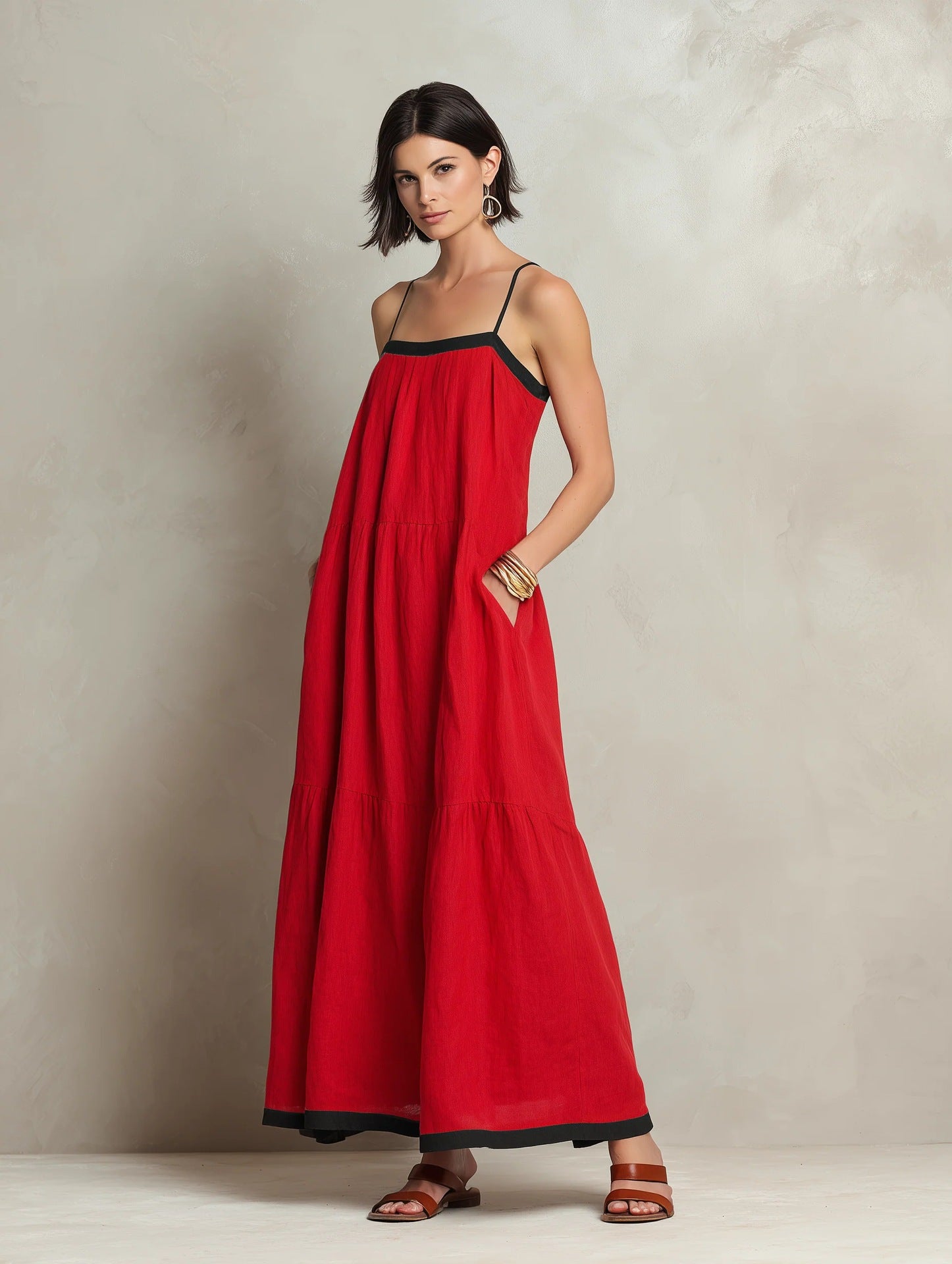 Robe longue lin fluide — élégance décontractée