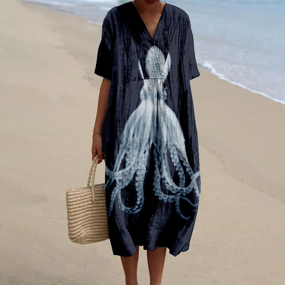 Floral print short-sleeved dress