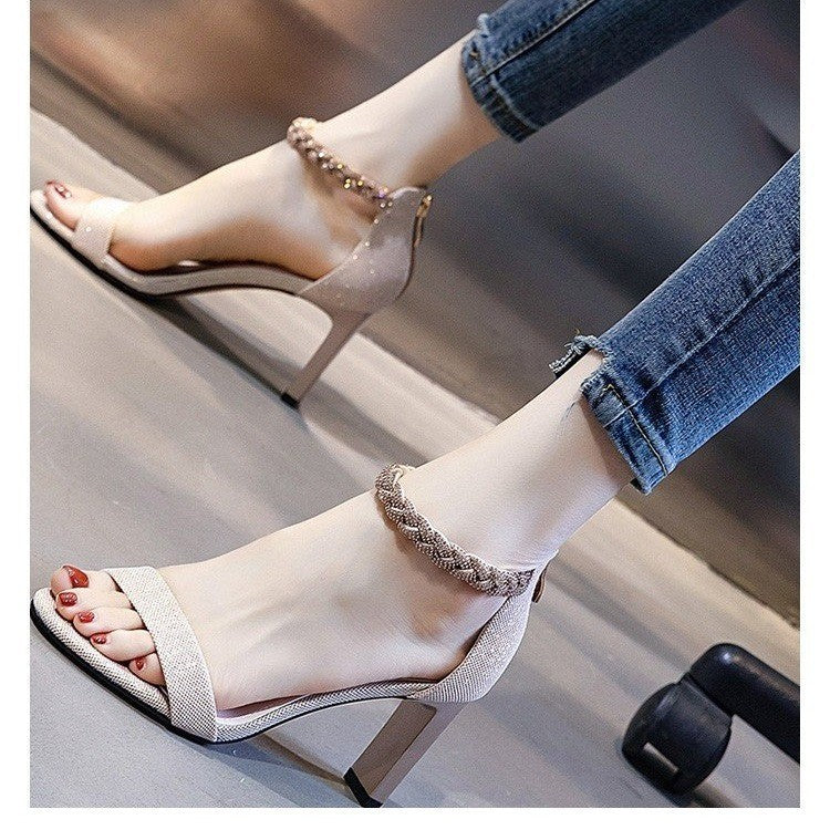 Sandales à talons épais en strass - Chic&Shines