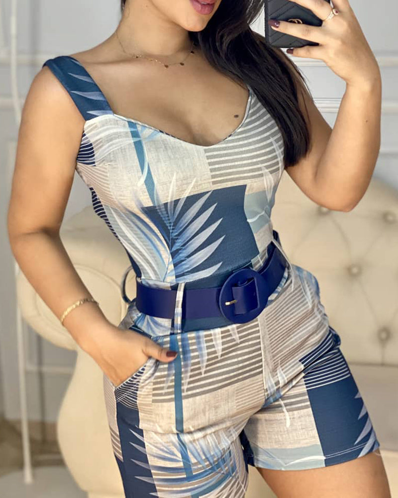Printed short dungarees