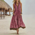 Robe midi sans manches imprimé léopard