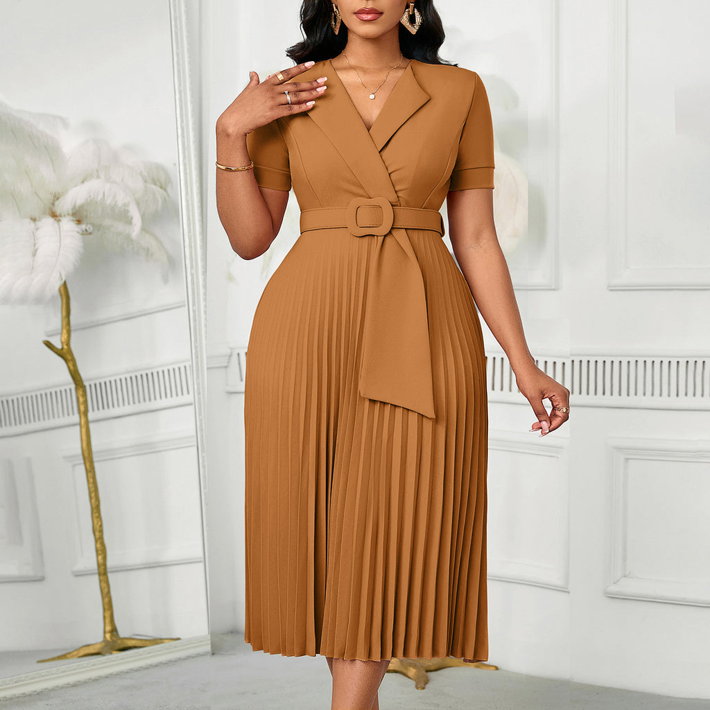 Robe midi taille haute ceinturée - Élégance intemporelle