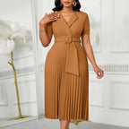Robe midi taille haute ceinturée - Élégance intemporelle