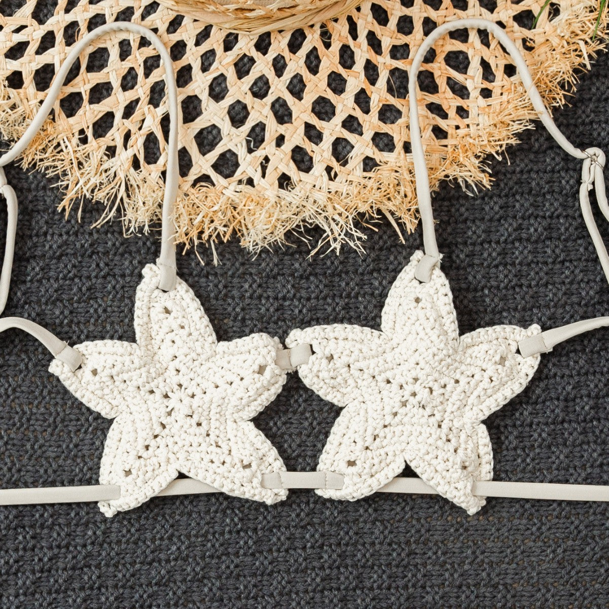 Francesca — Apricot open-knit swimsuit