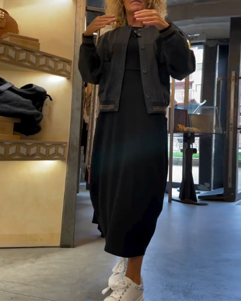 Alessandra | Robe Midi Col Ronde Automne