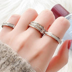 Bague simple et double rangée de diamants en acier titane