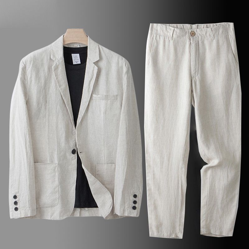 Costume décontracté en lin pour hommes