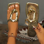 Sandales plates à boucle en métal - Chic&Shines