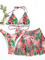 Three-piece printed swimsuit