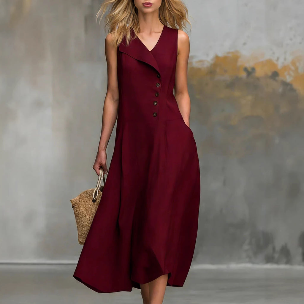 Robe chemise sans manches à col officiel