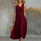 Robe chemise sans manches à col officiel