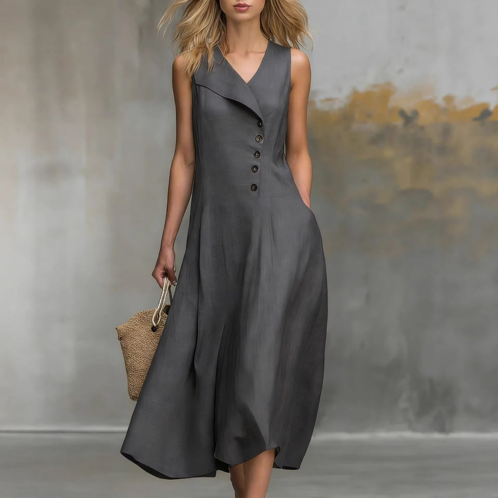 Robe chemise sans manches à col officiel