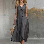 Robe chemise sans manches à col officiel