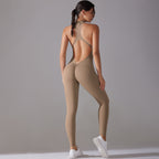 Combinaison pantalon de sport à fermeture éclair dos nu - Chic&Shines