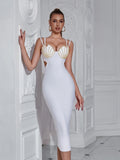 Robe de soirée perlée taille haute
