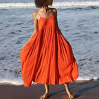 Sleeveless fluid midi wrap dress