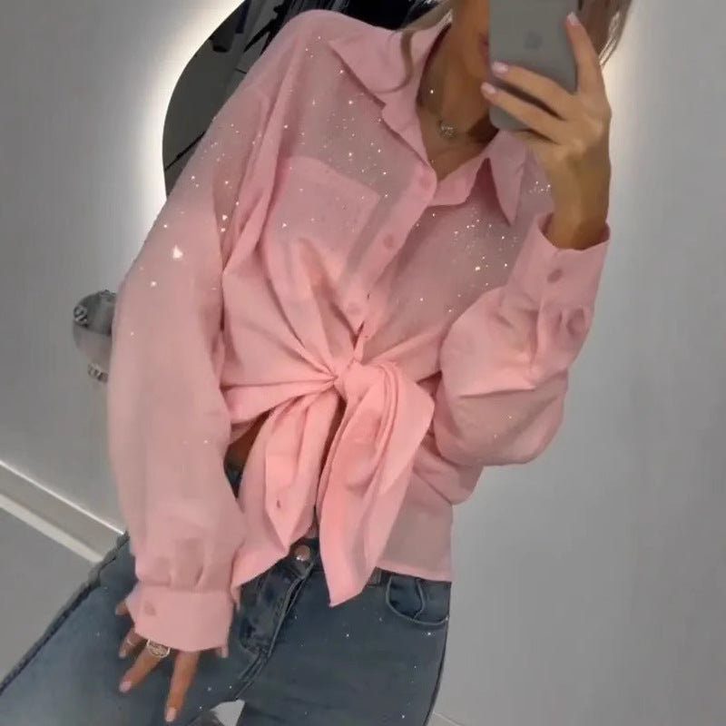 Cardigan chemise paillettes effet 3D