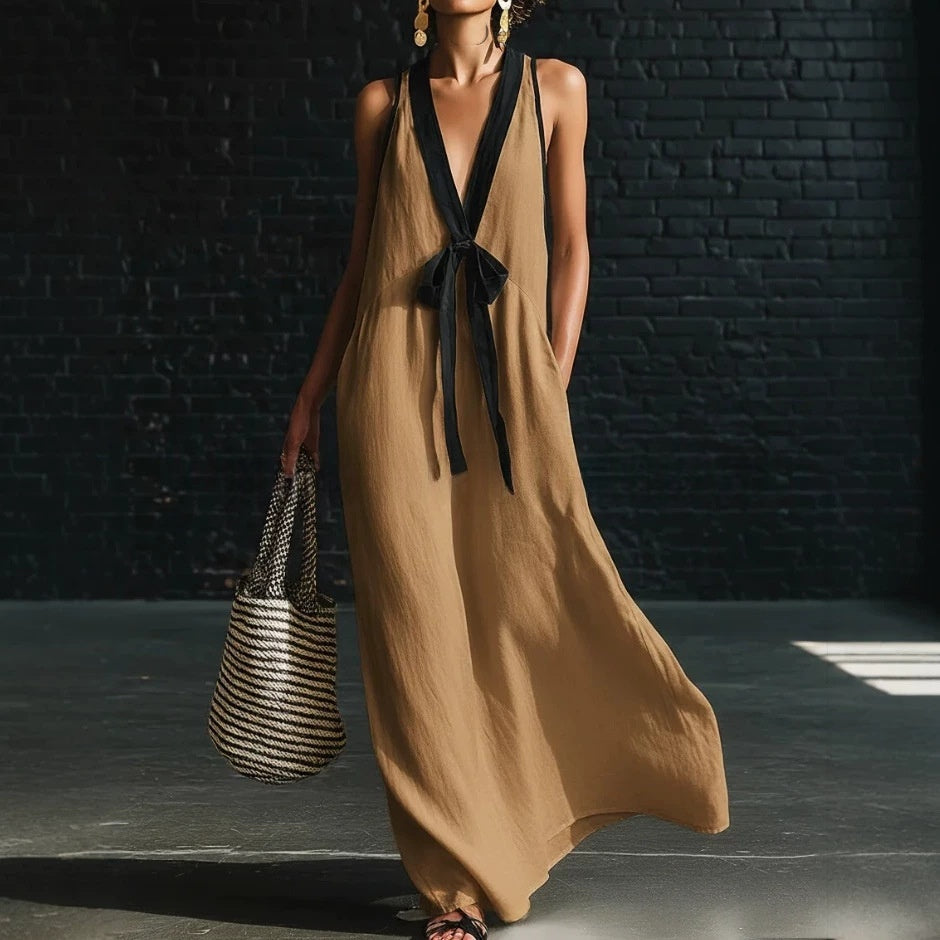 Elegant two-tone midi dress