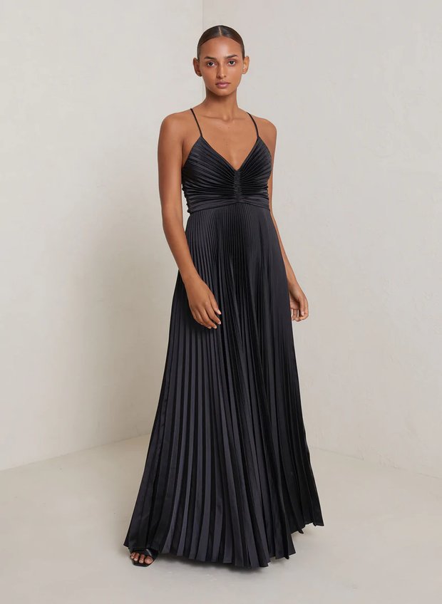 Robe Plissée à Bretelles Lacées