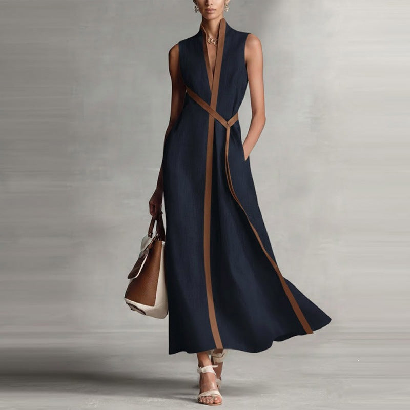 Robe Sans Manches Color-Block Élégante