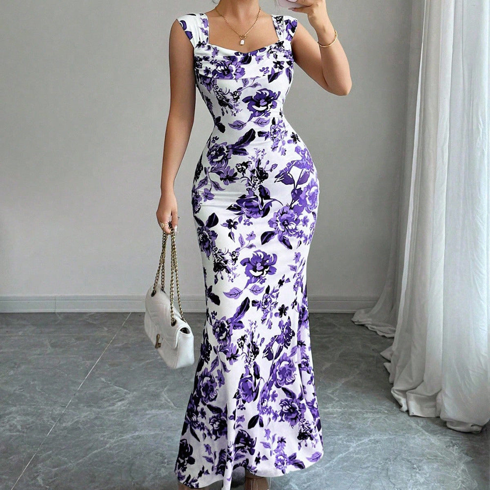 Robe à nouer imprimée taille haute