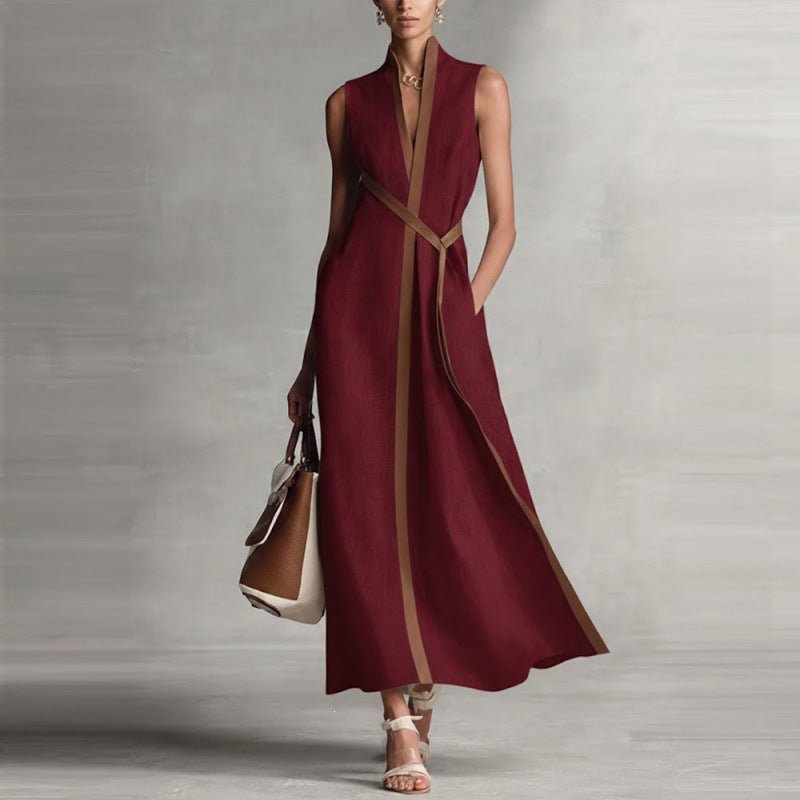Robe Sans Manches Color-Block Élégante
