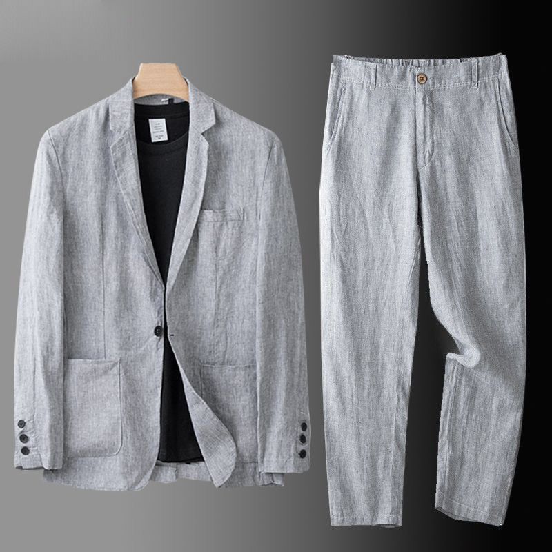 Costume décontracté en lin pour hommes