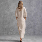 Robe longue fluide à manches ballon