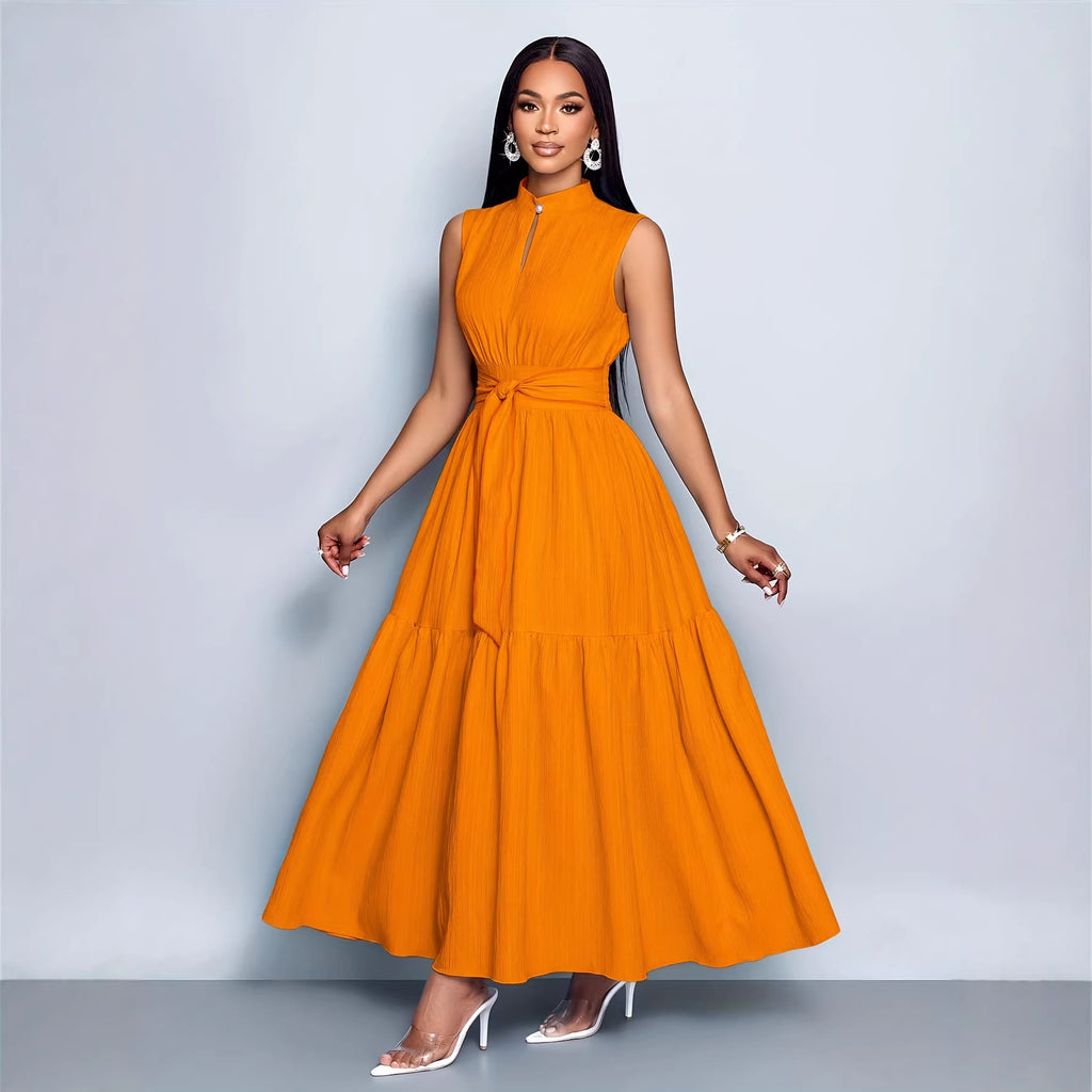 Robe patchwork à lacets et dentelle — Orangé
