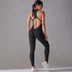 Combinaison pantalon de sport à fermeture éclair dos nu - Chic&Shines