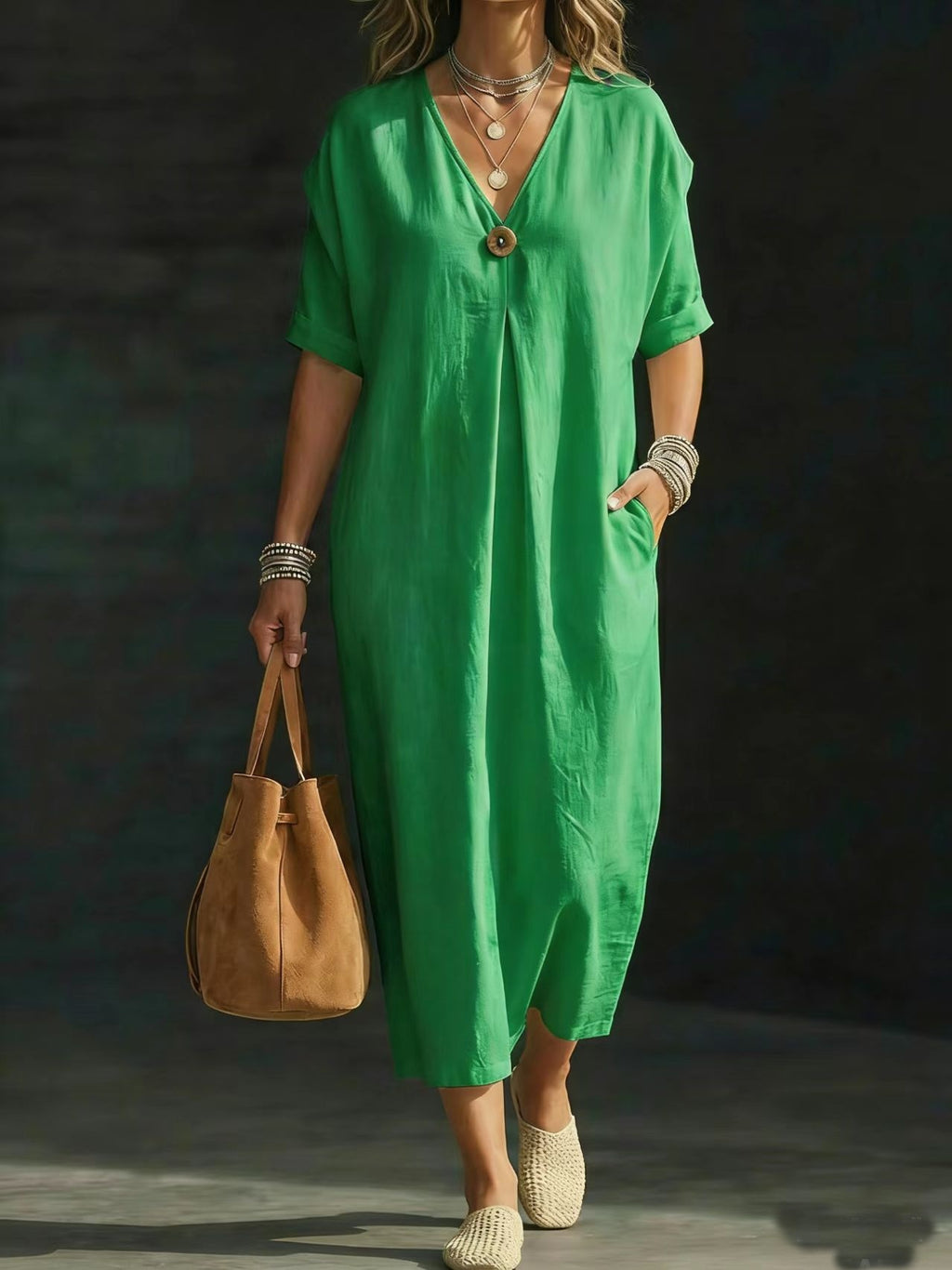 Linen and cotton wrap dress — Bohemian comfort