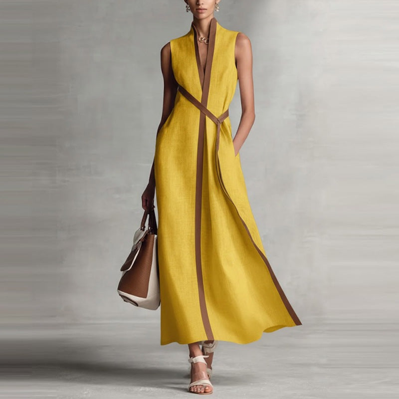 Robe Sans Manches Color-Block Élégante