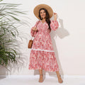 Pink and white patchwork maxi dress — Generous fit
