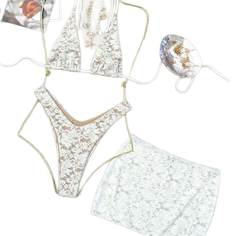 Agathe — Ensemble trois pièces en dentelle imprimé