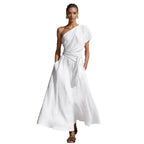 Robe longue asymétrique à nouure