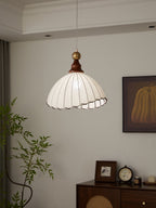 Lampe suspendue Abat-jour en tissu Plafonnier en bois