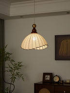 Lampe suspendue Abat-jour en tissu Plafonnier en bois