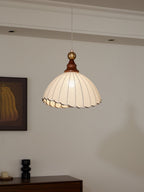 Lampe suspendue Abat-jour en tissu Plafonnier en bois