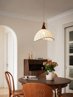 Lampe suspendue Abat-jour en tissu Plafonnier en bois