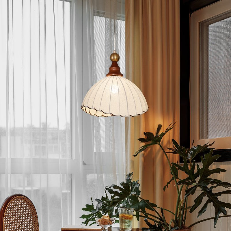 Lampe suspendue Abat-jour en tissu Plafonnier en bois